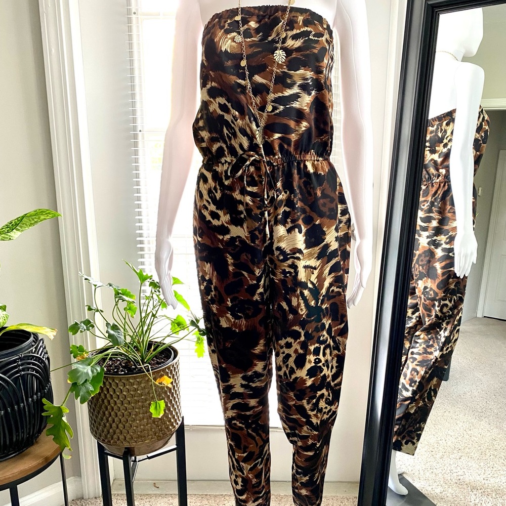 Forever 21 Leopard Tube Jumpsuit